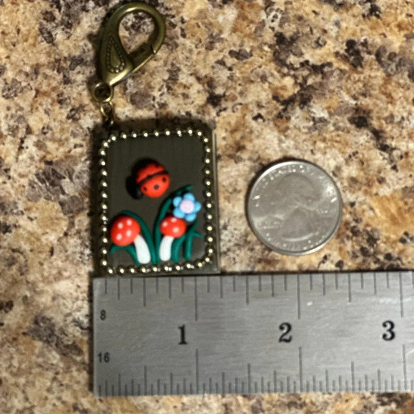 Lady Bug And Mushrooms Book Handbag Charm Key Ring - Picture 5 of 5